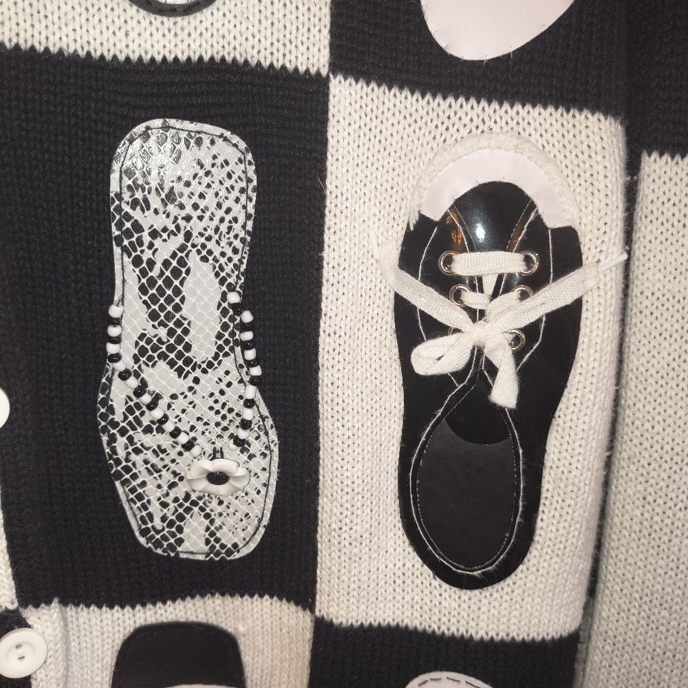 Susan Bristol Black & White Vintage Sweater Shoes, Sandal, Sneakers. Rare. Large - Picture 8 of 15